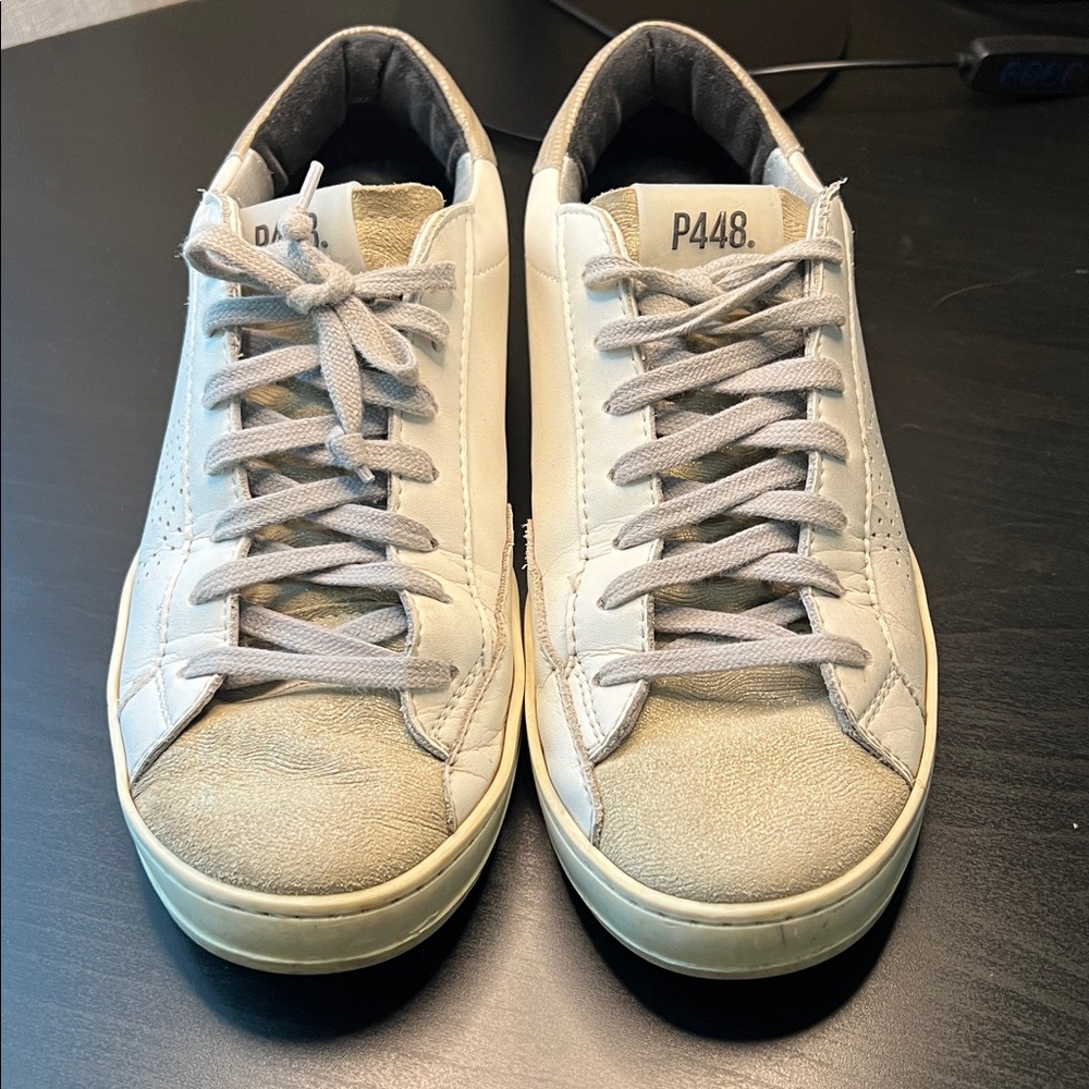 P448 White and Gray Casual Sneakers